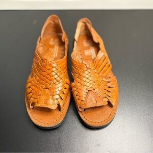 D’Classicos Women’s Handwoven Leather Huarache Sandals Cognac Brown